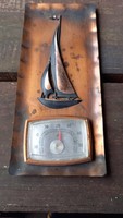Nautical, metal, copper-looking wall thermometer