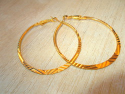 Italian engraved gold gold filled hoop earrings - quality piece 5 cm