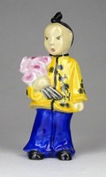 0Z864 Antik óherendi kínai kislány porcelán figura 12 cm