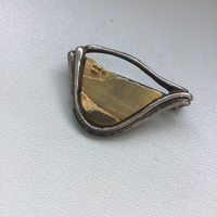 Old modernist silver brooch with gilded decoration