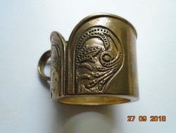 Eozinos óarany bronz öntvény pohártartó Szecessziós virág motívummal,ívelt formákkal