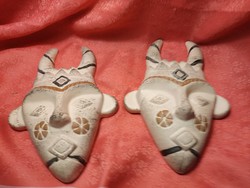 2 pcs. Ceramic totem, wall ornament.