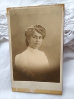 Antik magyar CDV/vizitkártya/keményhátú fotó hölgy portré Rákos Budapest 1900 körüli