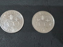 2db 1992-es Ezüst 200 Forint.