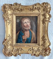 Oil painting of St. Joseph around 1840 in a contemporary Biedermeier frame
