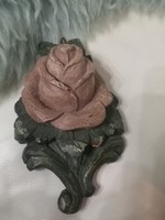 Wax rose handmade, vintage needlework, 14 cm x 3 cm