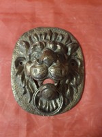 Lion head door knocker. Solid copper.