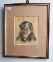 Honoré daumier lithograph, framed, 15.5x18cm