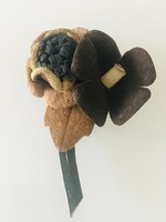 Leather Flower Brooch, 7.5 x 5 cm