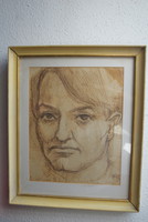 Portrait of dezső Tipary signed walnut wood from ady's end, 42x30cm, framed, in very nice condition
