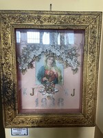 Antique wedding party in wooden frame