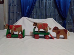 Old wooden toys - animal car, bocik ...