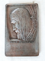 Sándor Bánszky: ecce homo. Cast, patinated, Art Nouveau bronze plaque