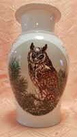 Uhu! Owl, richly gilded 30 cm high flawless porcelain vase!