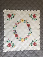 Matyó pattern hand embroidered tablecloth 53 x 47 cm.