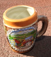 St. Corona a. Cup miniature with painted landscape and convex life picture by Wechsel