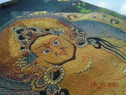 Tibeti selyembrokát aranyszállal hímzett THANGKA a Sárga Arcú JAMBHALA a Gazdagság istenségével