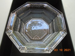 -50 % 1970 WMF VITRINE 1907 sorozatból Szecessziós vastag dombor ólomüveg"jégüveg" szögletes mélytál