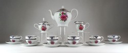 1G074 marked porcelain coffee set with rose decoration