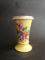 Retkes L kézzel festett virágos sárga porcelán váza - EP