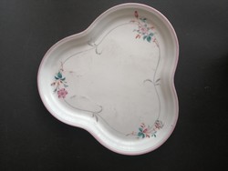 Antik cseh Haas & Czjzek Schlaggenwald porcelán kézzel festett virágos dísztésű tál, tálca - EP