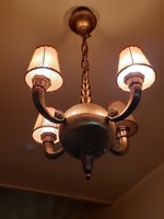 Charming round small 4-branch antique copper chandelier ceiling lamp
