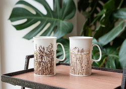 Dunoon Ceramics Windbrush designed by Jack Dadd - angol porcelán csésze pár naturális jelenetekkel