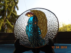 Colored enamel convex winged angel Mary glass effect Christmas window glass ornament 18.5 cm