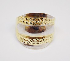 Sárga-fehér arany kő nélküli gyűrű (ZAL-Au98105)