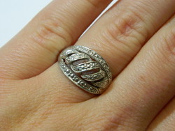 Szalag mintás szecessziós stílusú ezüst gyűrű