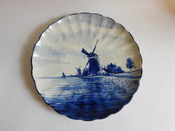 Delfti blue hand painted Dutch plate with windmill