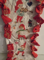 Advent calendar - 87 x 28 cm - hand embroidery - thick material - nice condition