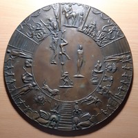 Vilt Tibor: Cirkusz, bronz dombormű, relief, kisplasztika