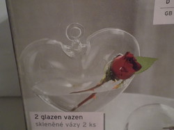 Heart - vase - 2 pcs - new - can be hung - tchibo - 13 x 13 x 4 cm