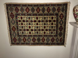 Hand-knotted wall protection mat 65 x 84 cm with fringe 88 cm