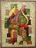 Hegyi György (1922 - 2001) Kijevi tornyok c. mozaik fali relief EREDETI GARANCIÁVAL !!!
