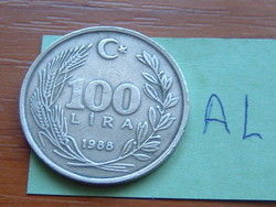 TÖRÖKORSZÁG 100 LÍRA 1988 Mustafa Kemal Atatürk, Copper-Nickel-Zinc #AL
