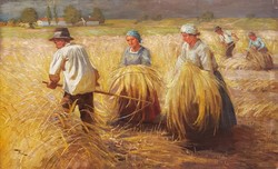 Géza Hódi (1881-1942): harvest, 80x130 cm. !!!!
