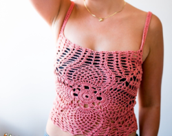 Handmade crochet cotton women's top, summer top