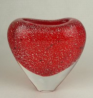 1G146 blown glass artistic red heart shaped small vase 12 cm
