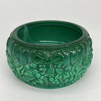 Antique old Art Nouveau malachite craft glass bowl bowl