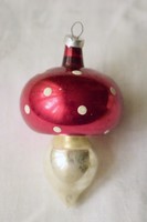 Old antique Christmas tree decoration stained glass mushrooms 8 x 5 cm