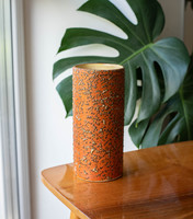 Pond retro ceramic vase / tube vase - orange and yellow crumbly glaze mid-century modern ceramic