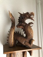 Rosewood carved dragon statue 31 cm