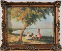 Ismeretlen művész, Gyerekek a folyóparton