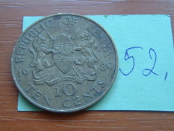 Kenya 10 cents 1989 daniel toroitich arap moi, nickel-brass 52.
