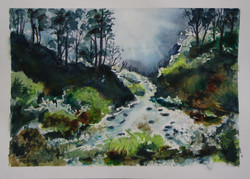 Moona - Ködös téli nap / Foggy winter day EREDETI akvarell /ORIGIN aquarell