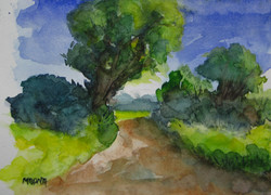 Moona - Útmenti táj/Wayside landscape EREDETI akvarell /ORIGIN aquarell