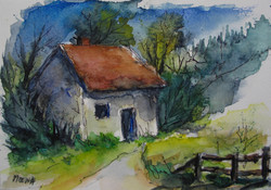 Moona - roadside farm / wayside grange original watercolor / origin aquarell