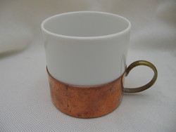 Vintage Augarten bécsi porcelán mokkás csésze réz tartóban